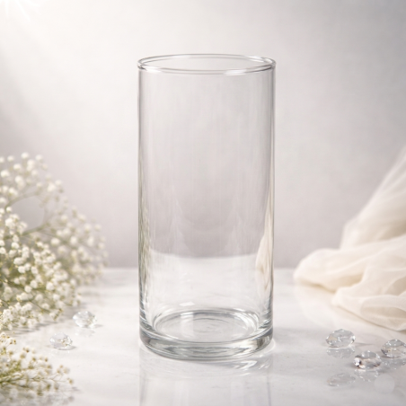 Vase cylindre en verre transparent – Ø12 cm H20 cm