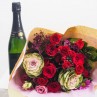 bouquet et sa bouteille de champagne Alain Bedel