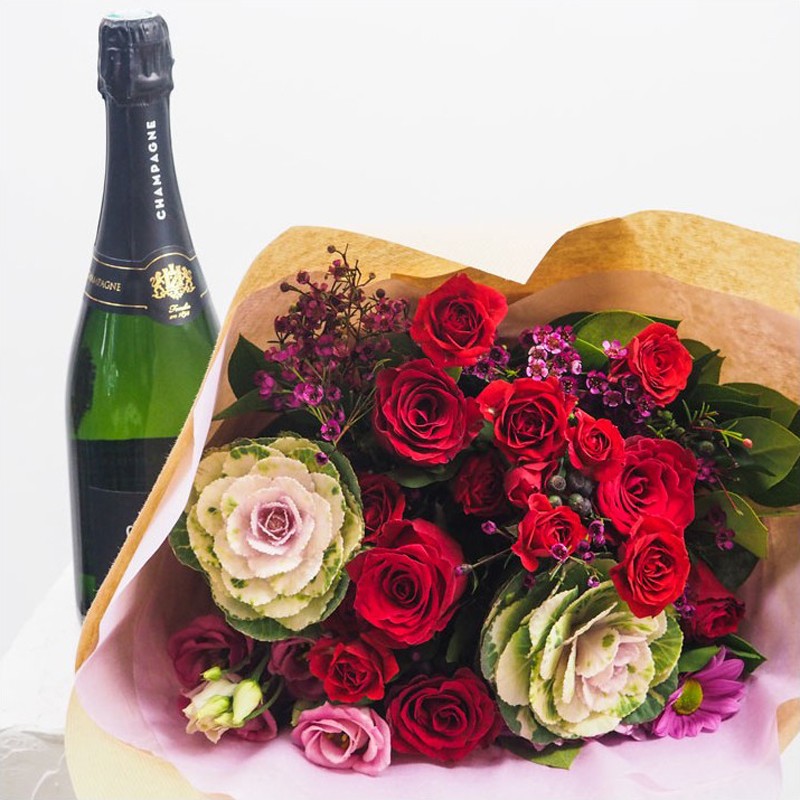 Bouquet et champagne